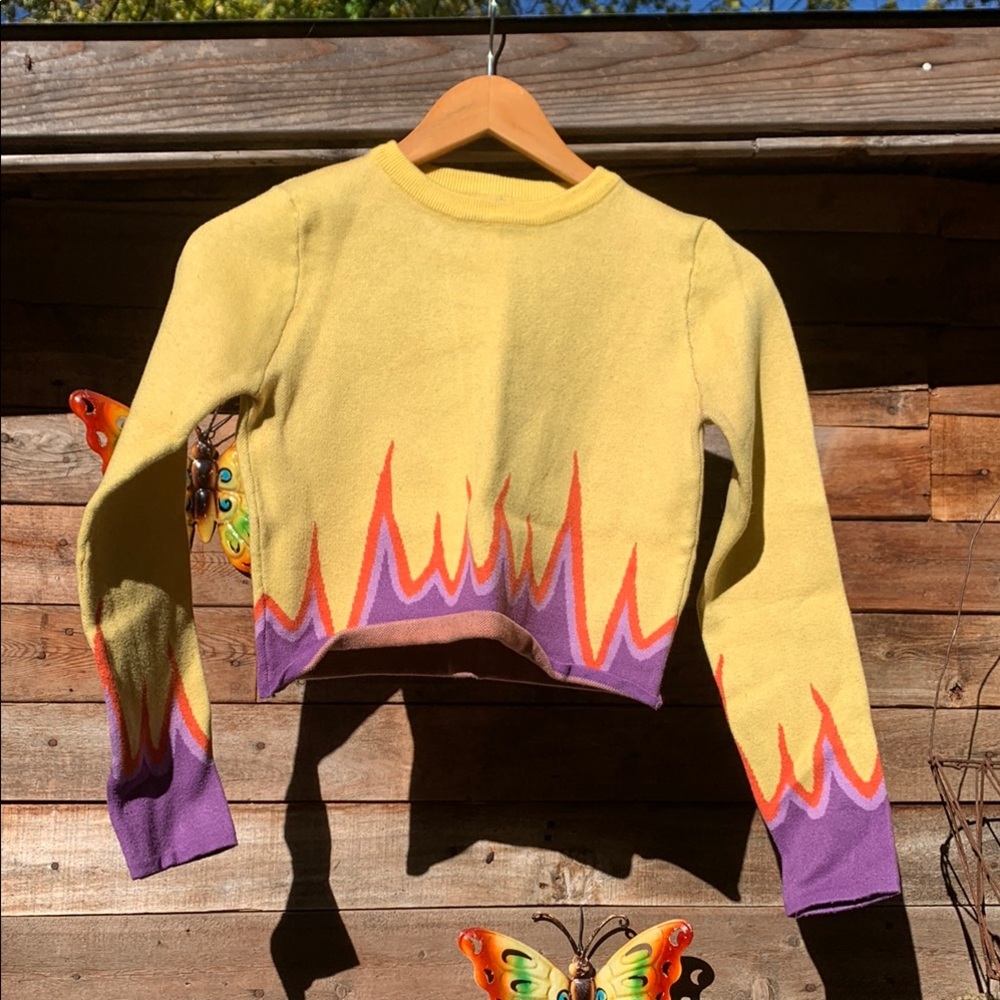 Yellow and Purple Flame Sweater